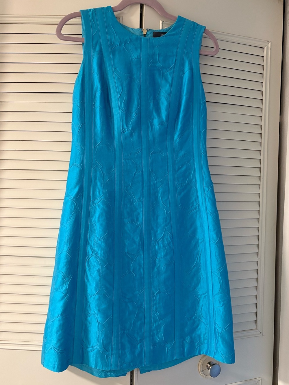 Per Se Sleeveless Aqua Blue Textured A-Line Dress Size 4
